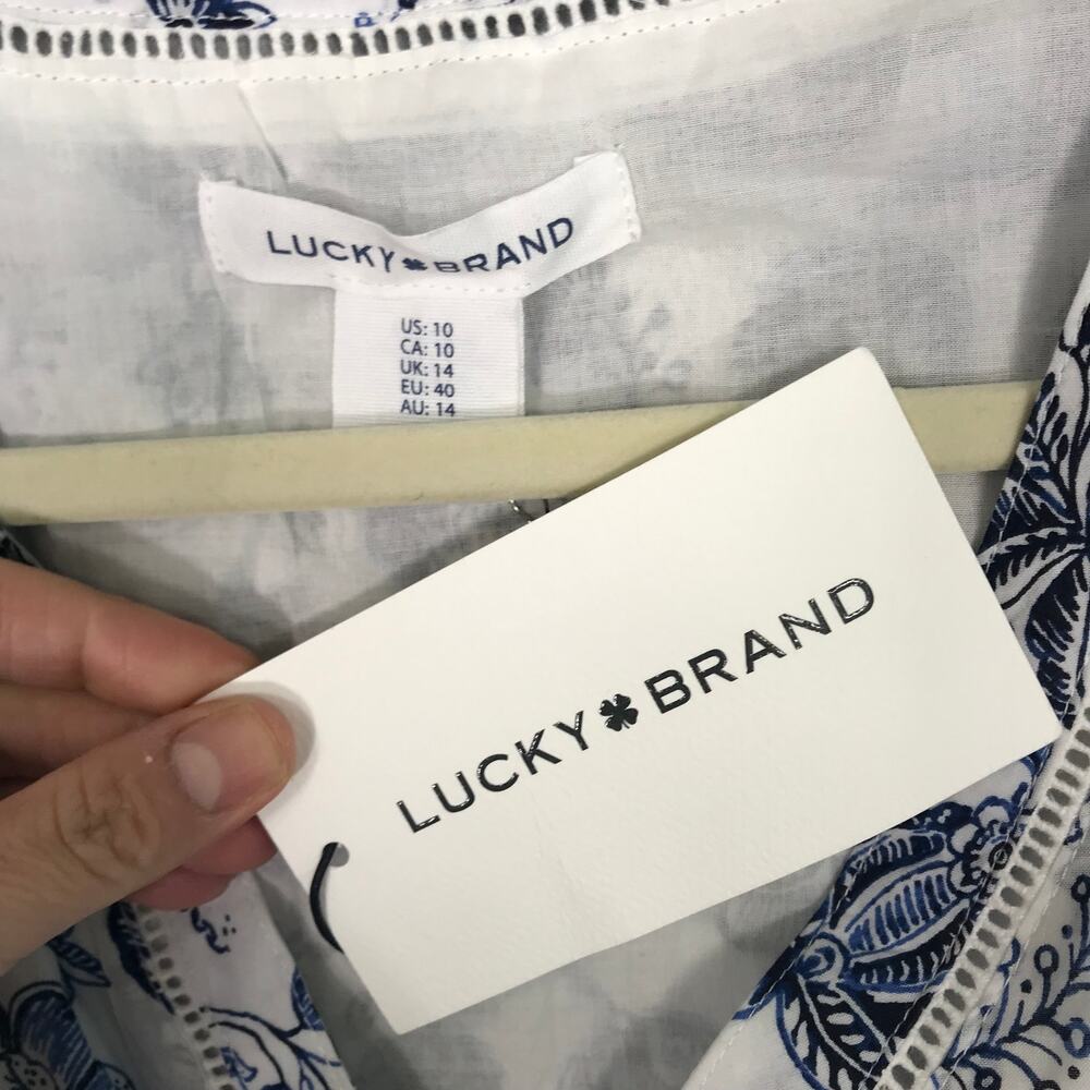Lucky Brand White and Blue Floral Mini Dress - Picture 10 of 14